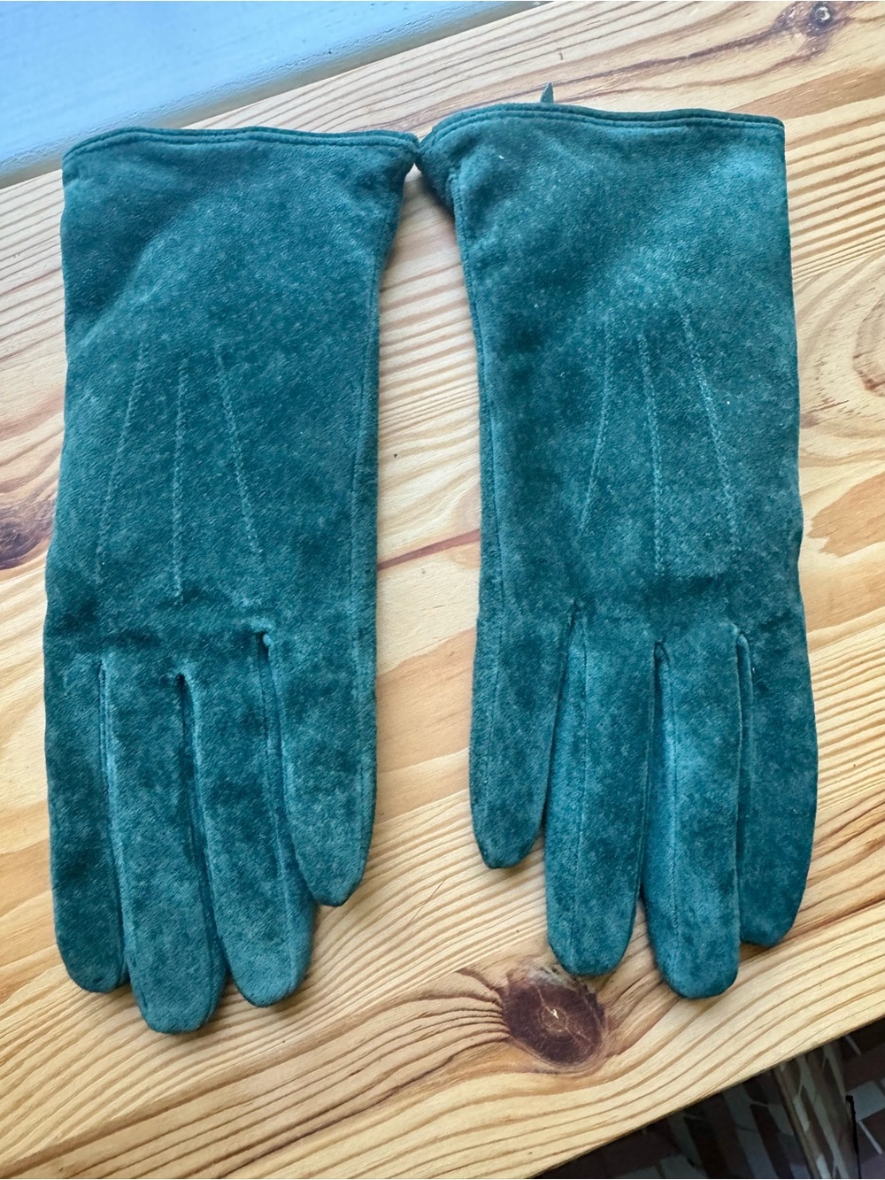 H&M Dark Green Suede Gloves